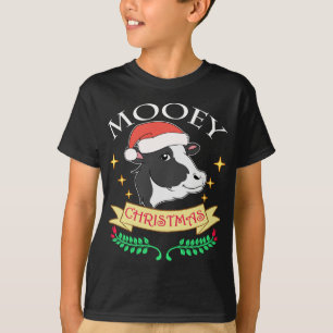 T-shirt Vache de Noël Mooey portant le chapeau de Noël mig
