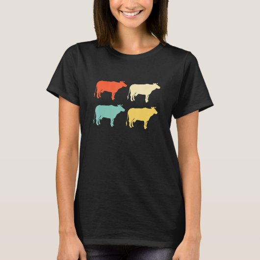 T-shirt Vache de paysan aux couleurs rétro (Devant)