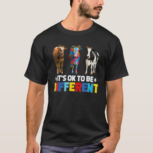 T-shirt Vache de puzzle mignonne C'est correct d'être diff (Devant)