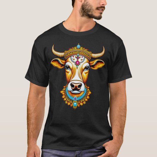 T-shirt Vache décorée pongée (Devant)