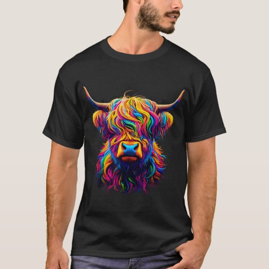 T-shirt Vache des hautes terres colorées (Devant)