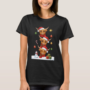 T-shirt Vache des Highlands de Noël Enfant Chapeau de Père