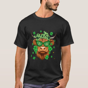 T-shirt Vache des Highlands écossais St Patricks Day Trèfl