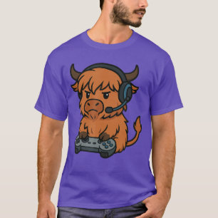 T-shirt Vache des Highlands Joueur Jeux Rétro Jeux Vidéo G