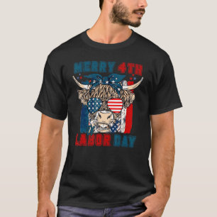 T-shirt Vache des Highlands Joyeux 4ème Fête du Travail Dr