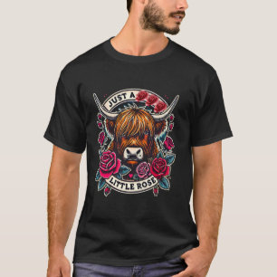 T-shirt Vache des Highlands Juste Une Petite Rose Agricult