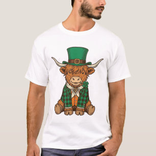 T-shirt Vache des Highlands mignonne chemise vintage trèfl