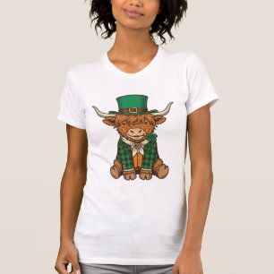 T-shirt Vache des Highlands mignonne chemise vintage trèfl