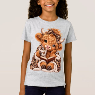 T-Shirt Vache des Highlands Noël d'hiver Coquette Léopard