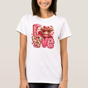 T-shirt Vache des Highlands Saint-Valentin Amour – Jolie v