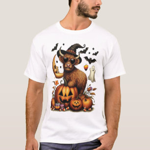 T-shirt Vache des Highlands sur citrouille Halloween