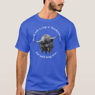 T-shirt Vache des montagnes écossaise. Vieux Lang Syne.
