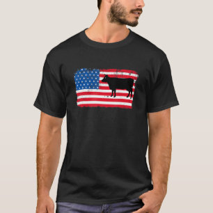 T-shirt Vache Drapeau USA Patriotique Ferme Laitière 4 Jui
