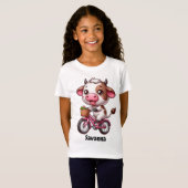 T-Shirt Vache drôle à vélo (Devant entier)