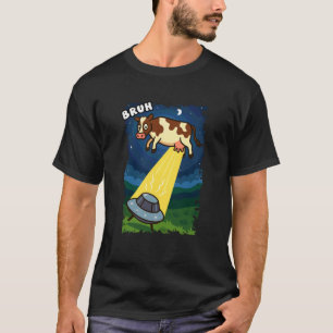 T-shirt Vache Drôle Amoureux des Animaux Bruh UFO Alien Ga