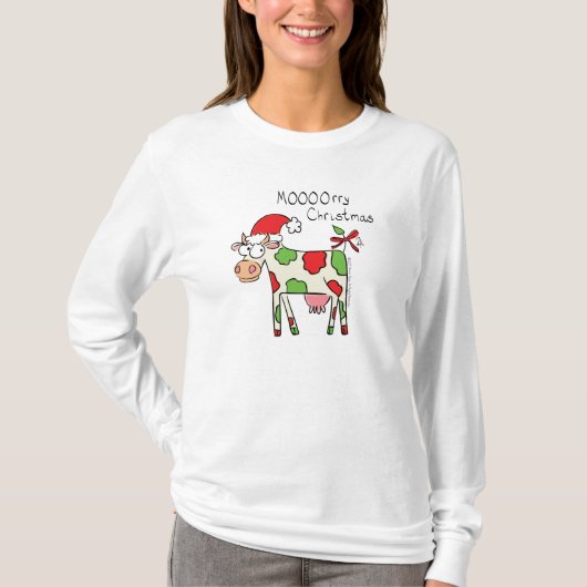 T-shirt Vache Drôle Caricature Noël (Devant)