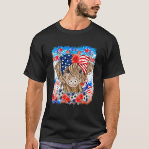 T-shirt Vache drôle lunettes de soleil drapeau USA 4 juill