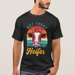 T-shirt Vache Drôle Pas Aujourd'hui Génisse Rétro Design D