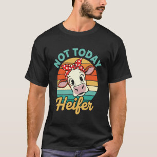 T-shirt Vache Drôle Pas Aujourd'hui Génisse Rétro Design V