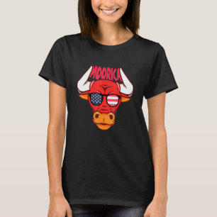 T-shirt Vache du 4 juillet Moorica Drapeau américain Patri
