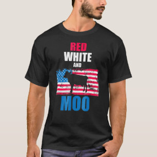 T-shirt Vache du drapeau patriotique américain rouge blanc