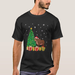 T-shirt Vache Éclairage de l'arbre de Noël Chapeau de Père
