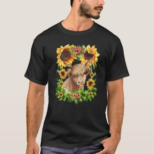 T-shirt Vache écossaise Highland pour femmes mignonne Sunf