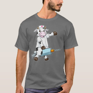 T-shirt Vache en infirmière avec seringue cardiaque