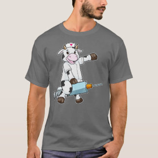 T-shirt Vache en infirmière avec seringue cardiaque
