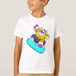 T-shirt Vache en snowboard avec snowboard