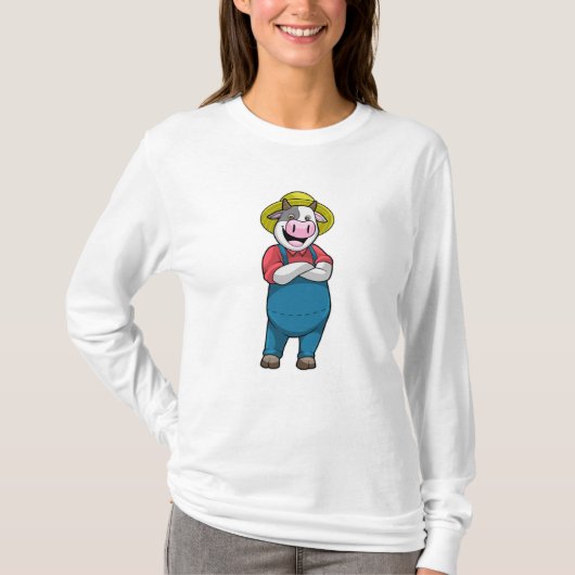 T-shirt Vache en tant qu'agriculteur avec Casquette (Devant)