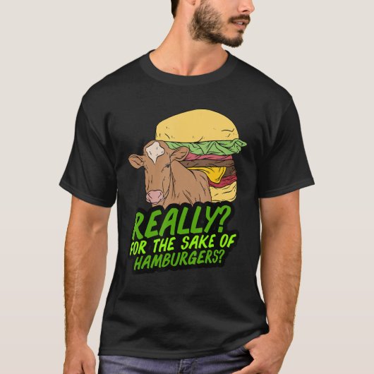T-shirt Vache Et Burger Végétalien (Devant)
