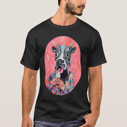 T-shirt Vache et glace en réalité augmentée (Devant)