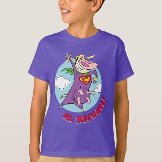 T-shirt Vache et poulet Super Vache Al Rescate! (Devant)