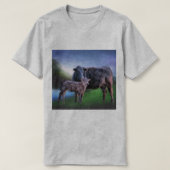 T-shirt Vache et veau de l'Angus noir (Design devant)