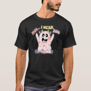 T-shirt Vache fantôme groovy mignonne Meuh je veux dire Bo