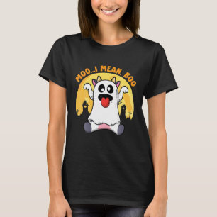 T-shirt Vache fantôme Moo Je veux dire Boo Citrouille Lune