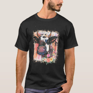 T-shirt Vache Femmes Mignonne Cowgirl Aquarelle Paysanne F