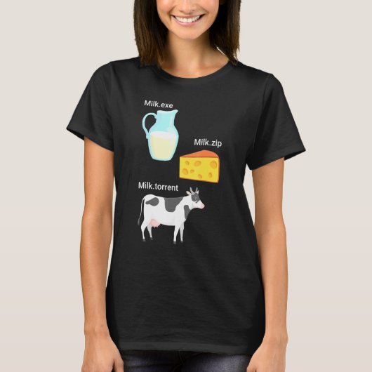 T-shirt Vache Fromage Lait Ordinateur Nerd Geek Codeur (Devant)