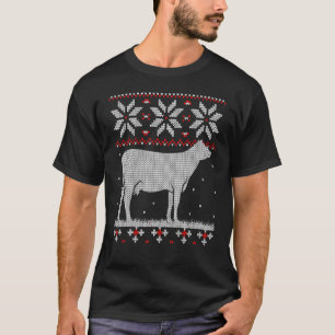 T-shirt Vache Génisse Moche Noël Élevage De Bétail Vie