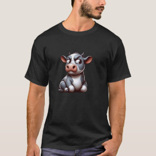 T-shirt Vache grincheuse assise drôle animal de dessin ani