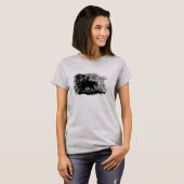 T-shirt Vache grungéeFille équitation cheval Tru arbres (Devant entier)