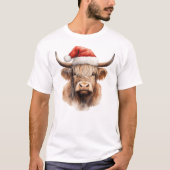 T-shirt Vache Highland Christmas Watercolor (Devant)
