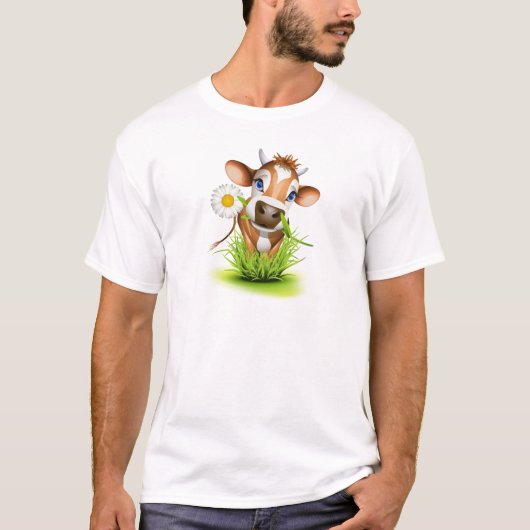 T-shirt Vache Jersey dans l'herbe (Devant)