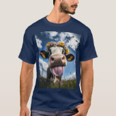 T-shirt Vache joyeuse en fleur (Devant)
