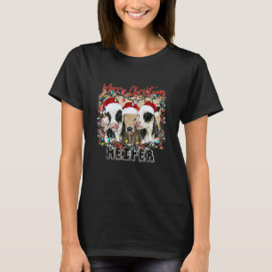 T-shirt Vache Joyeux Noël Accroché à mon Heifer Père Noël 