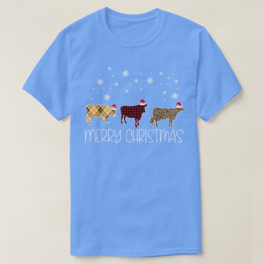 T-shirt Vache Joyeux Noël mignon Léopard Plaid XMas Pyjama (Design devant)