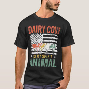 T-shirt Vache laitière vintage est mon animal spirituel am