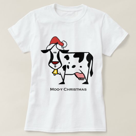 T-shirt Vache mignonne à Noël (Design devant)