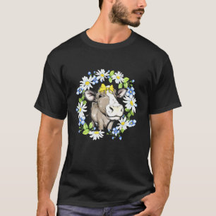 T-shirt Vache Mignonne Avec Ruban Jaune Vache Pour Femmes